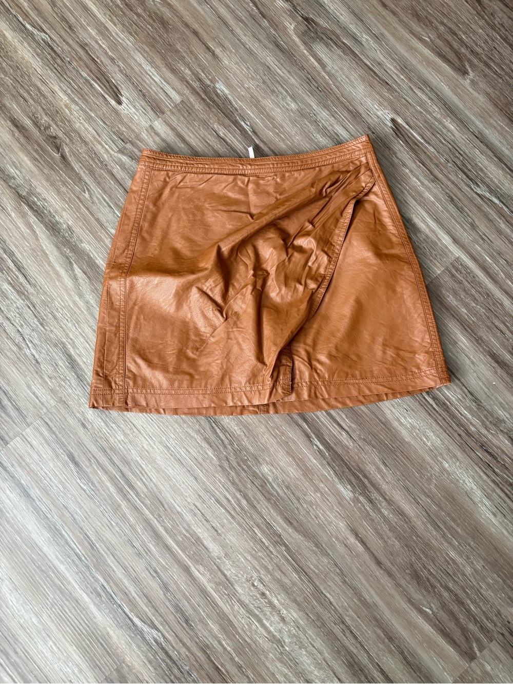 Free People Faux Leather Mini Skirt - Copper Orange